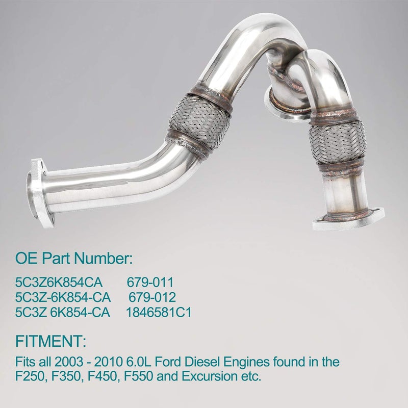 HQPASFY Turbocharger Y-Pipe Up Pipe for 2003-2007 Ford 6.0L Powerstroke Diesel Replaces# 679-011, 5C3Z6K854CA - Image 2